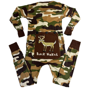 Lazy One Camouflage Onesie Buck Naked Deer Print Men XS 100% Cotton